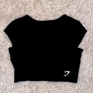 Gymshark Black capped sleeve crop top! Semi open back